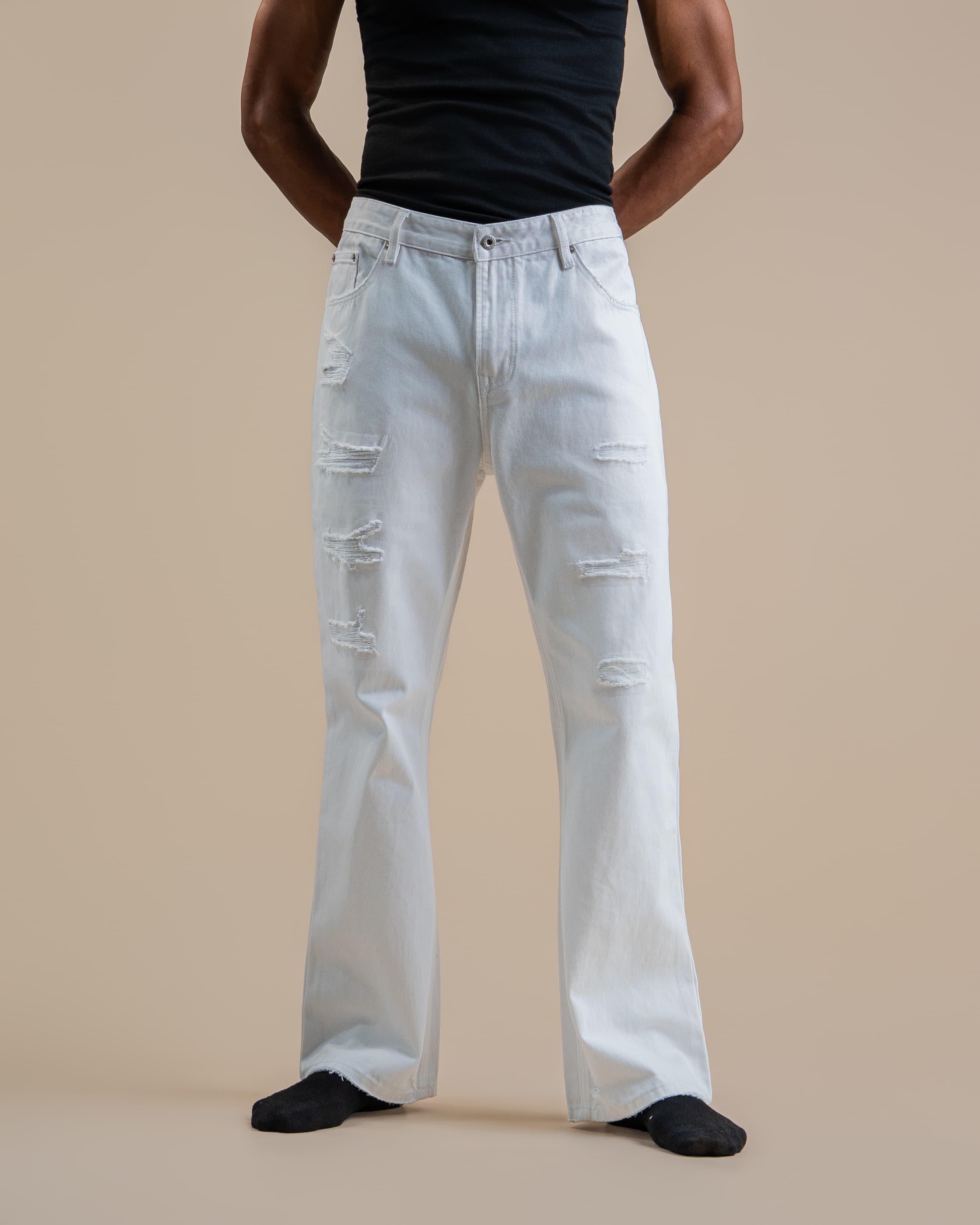CLARK DISTRESSED WHITE DENIM