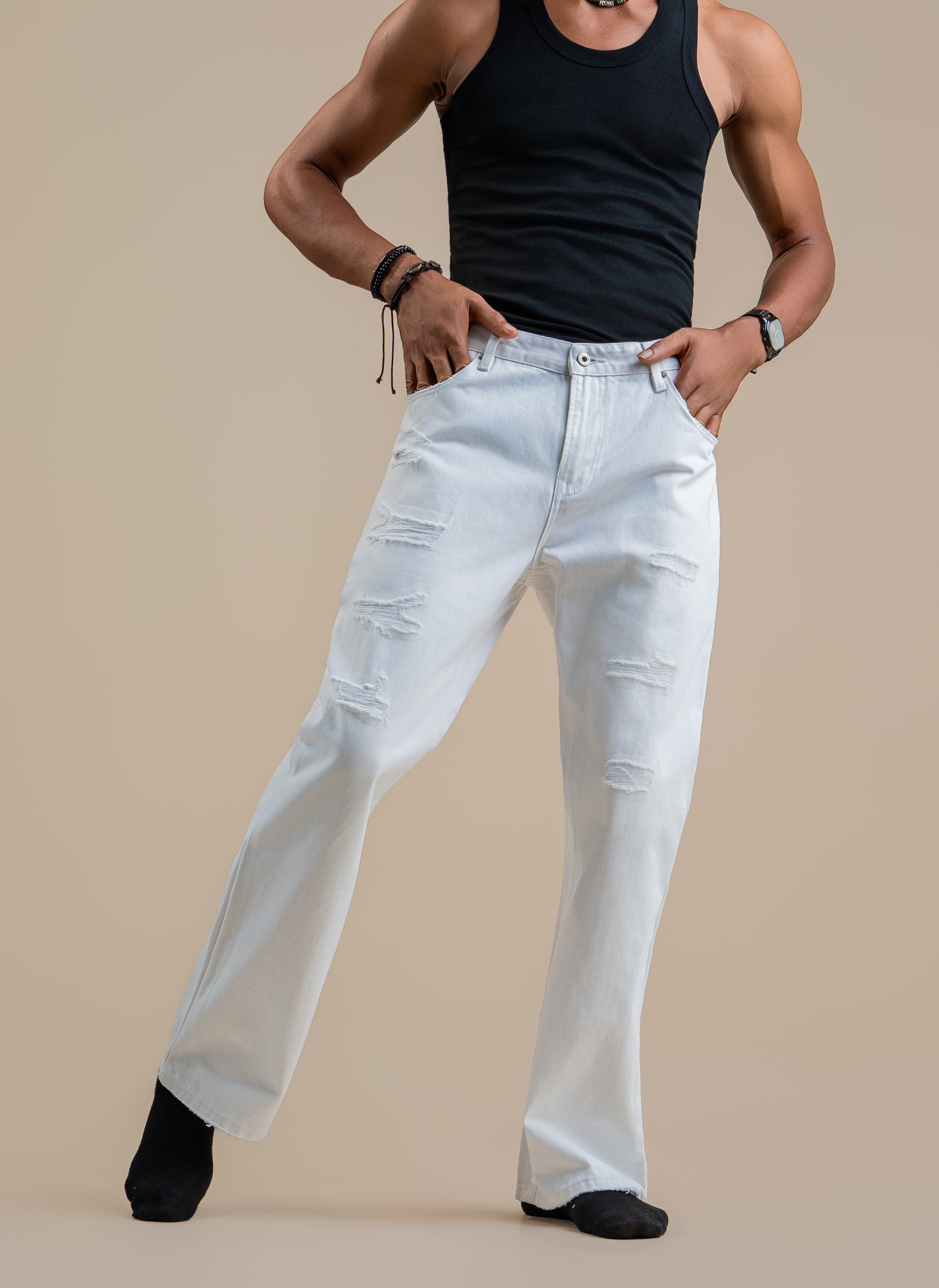 CLARK DISTRESSED WHITE DENIM - View 2