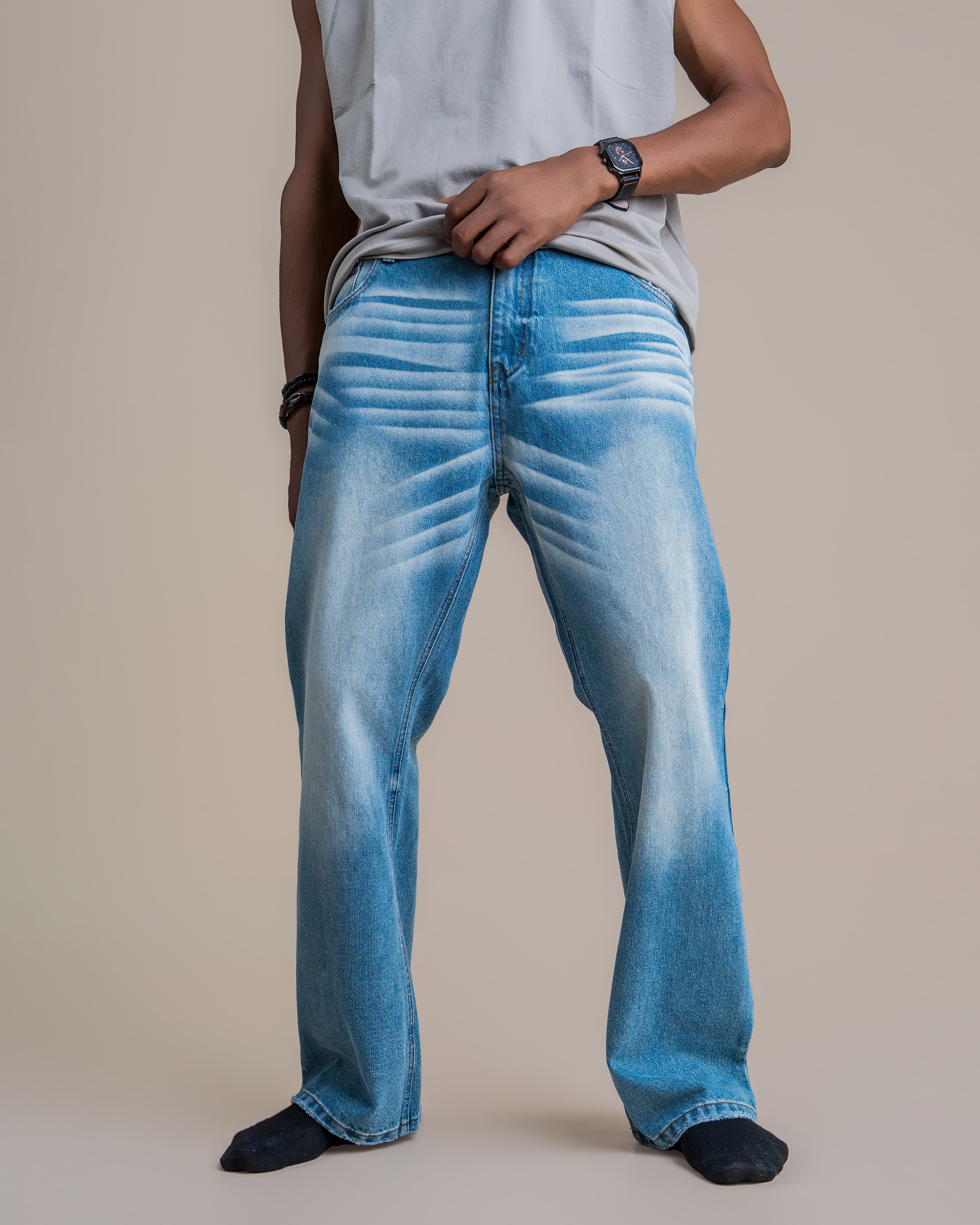 STRAWED WASHED DENIM