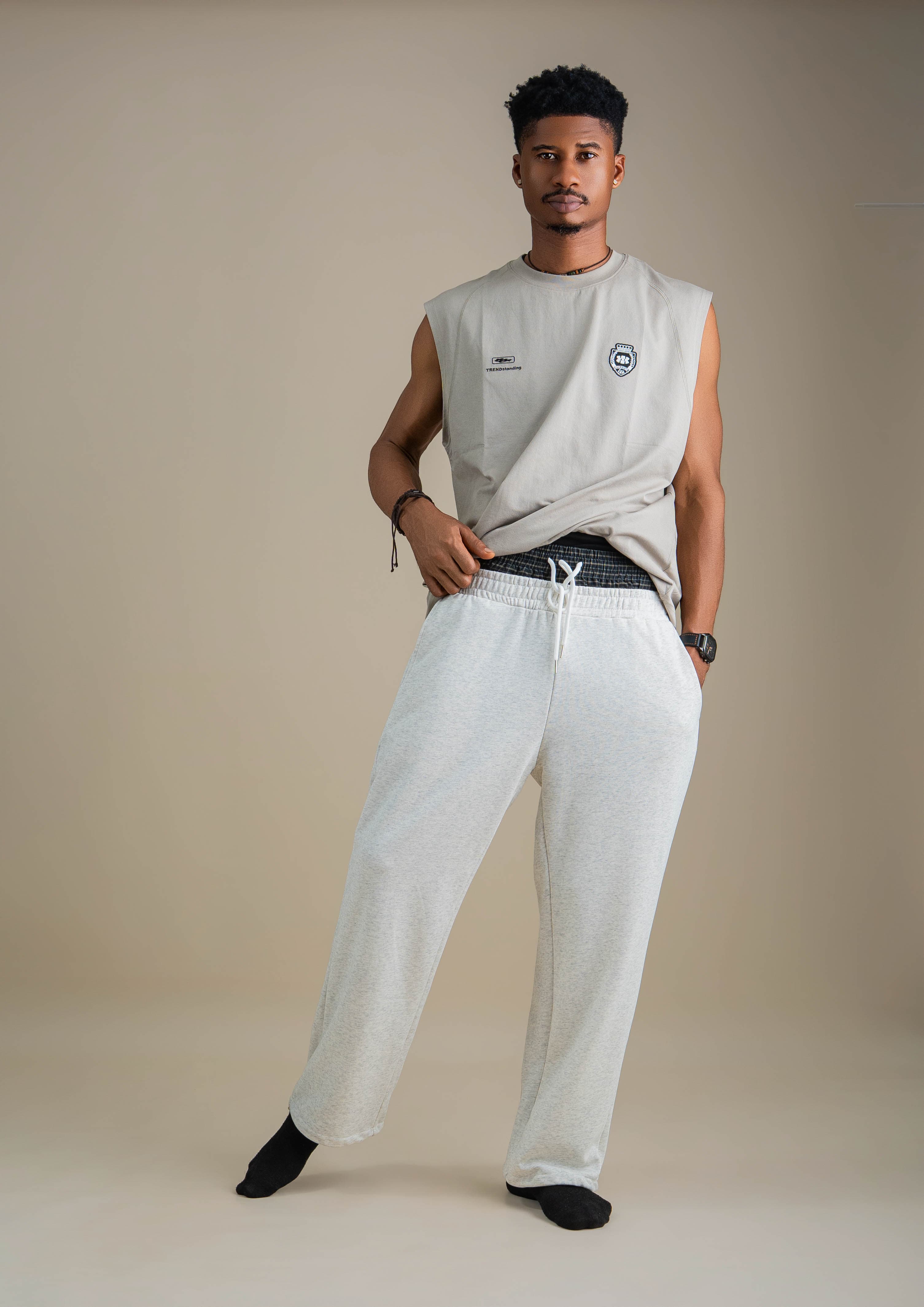 CHECK DOUBLE WAISTED PANTS
