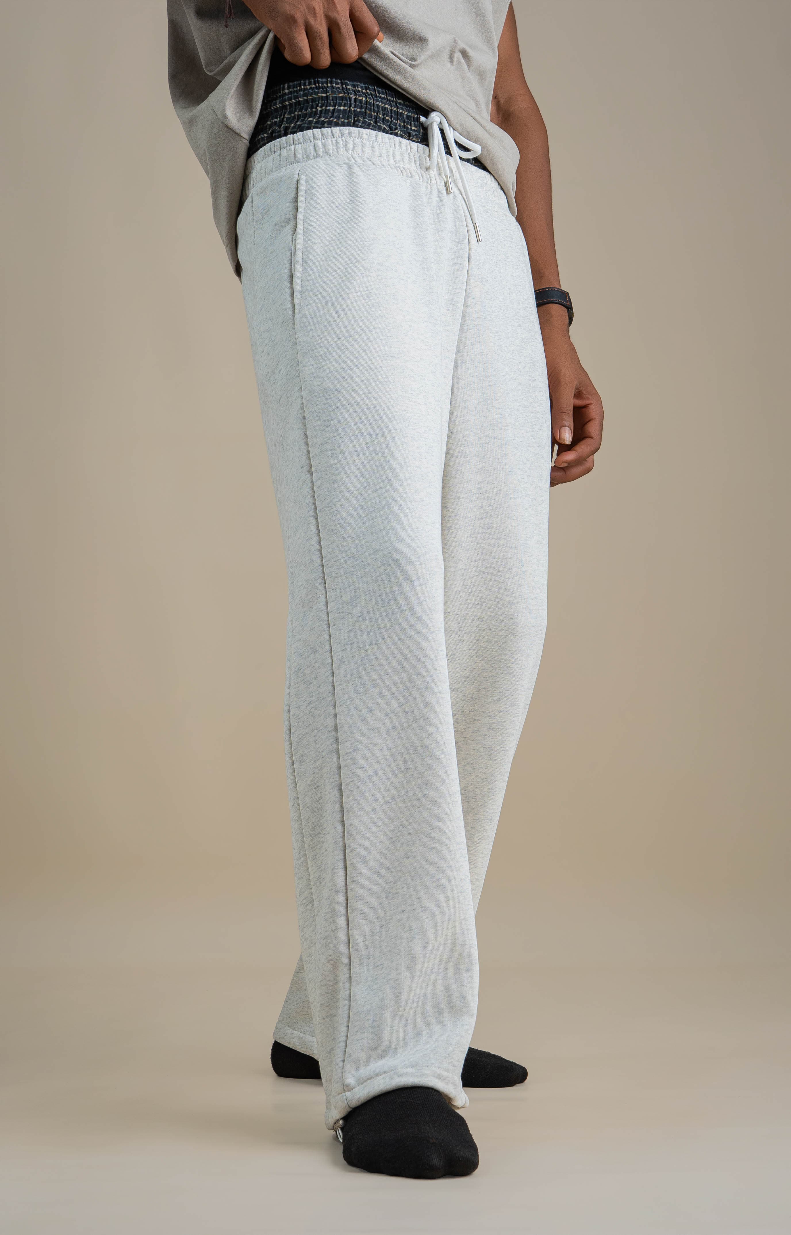 CHECK DOUBLE WAISTED PANTS - View 2