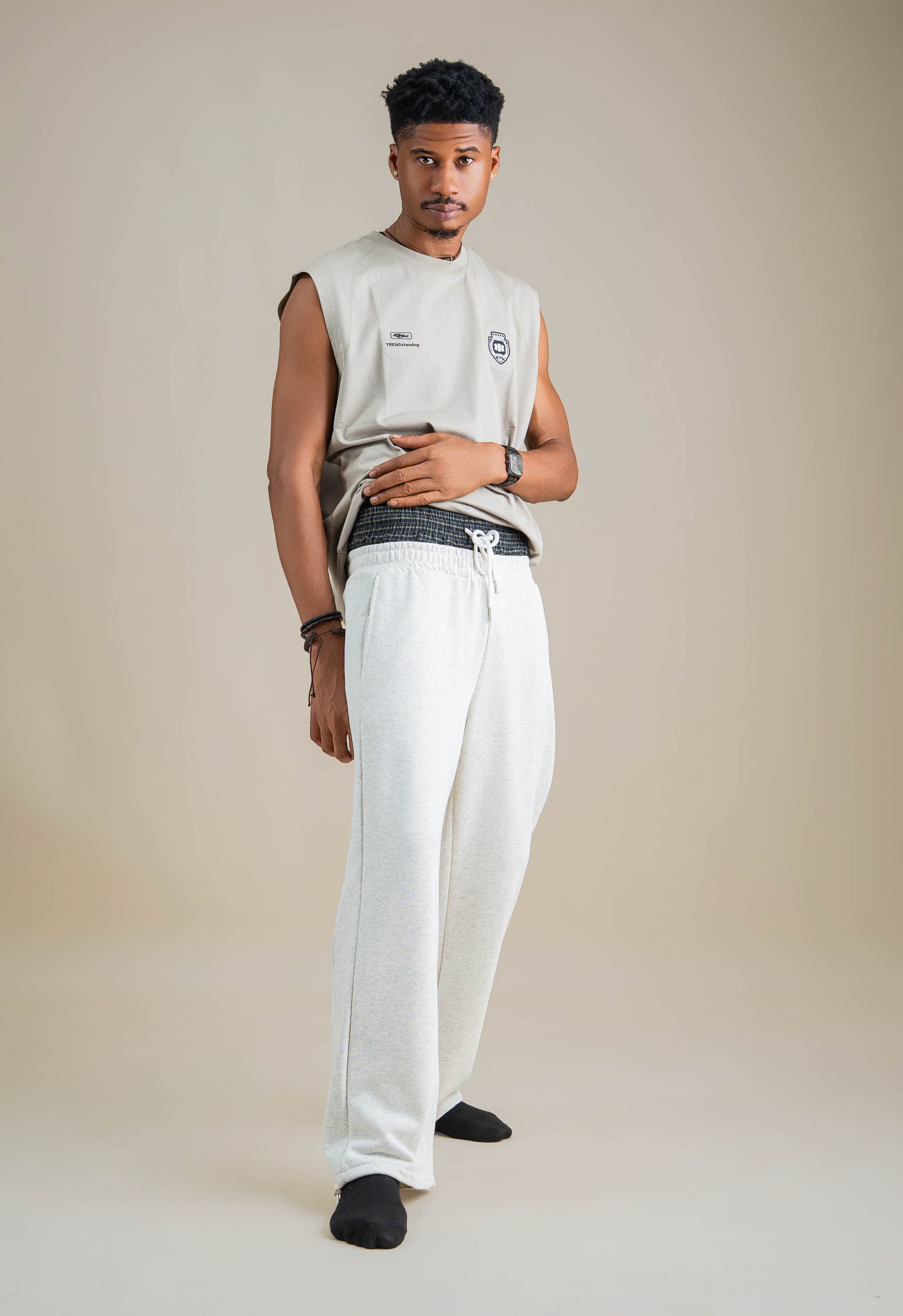 CHECK DOUBLE WAISTED PANTS - View 4