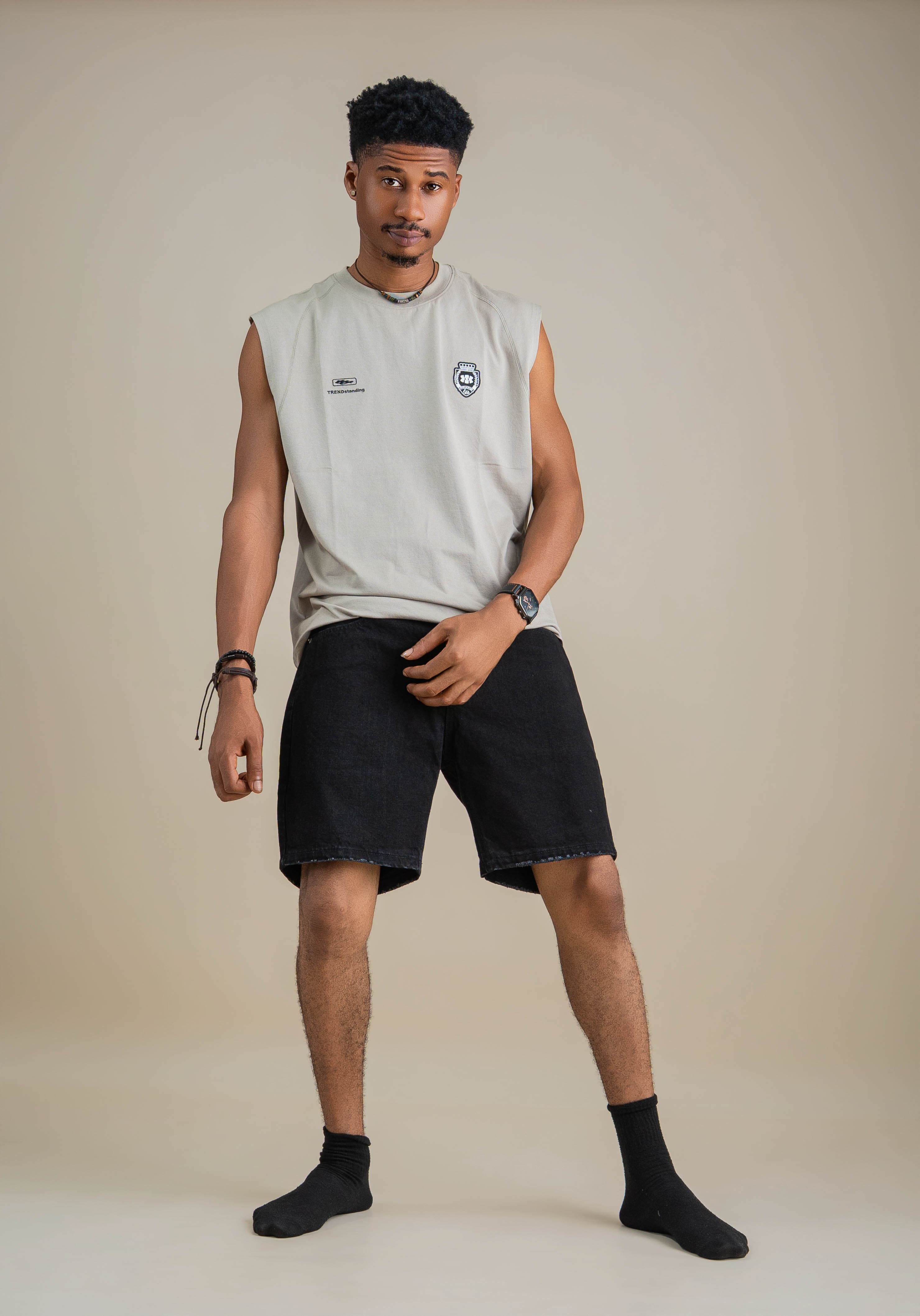 PLAIN SHADOW DENIM SHORT