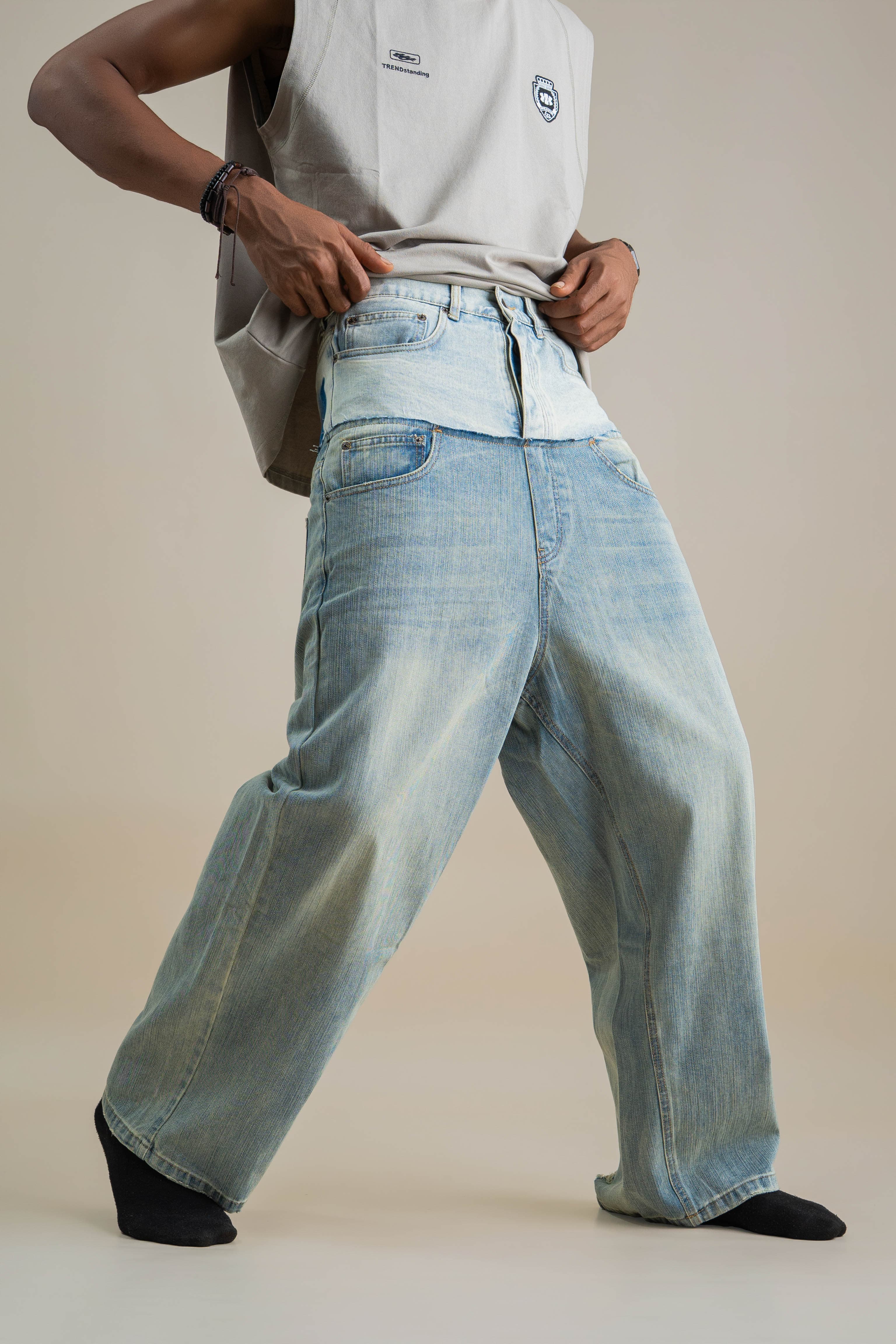 DOUBLE WAISTED JEANS