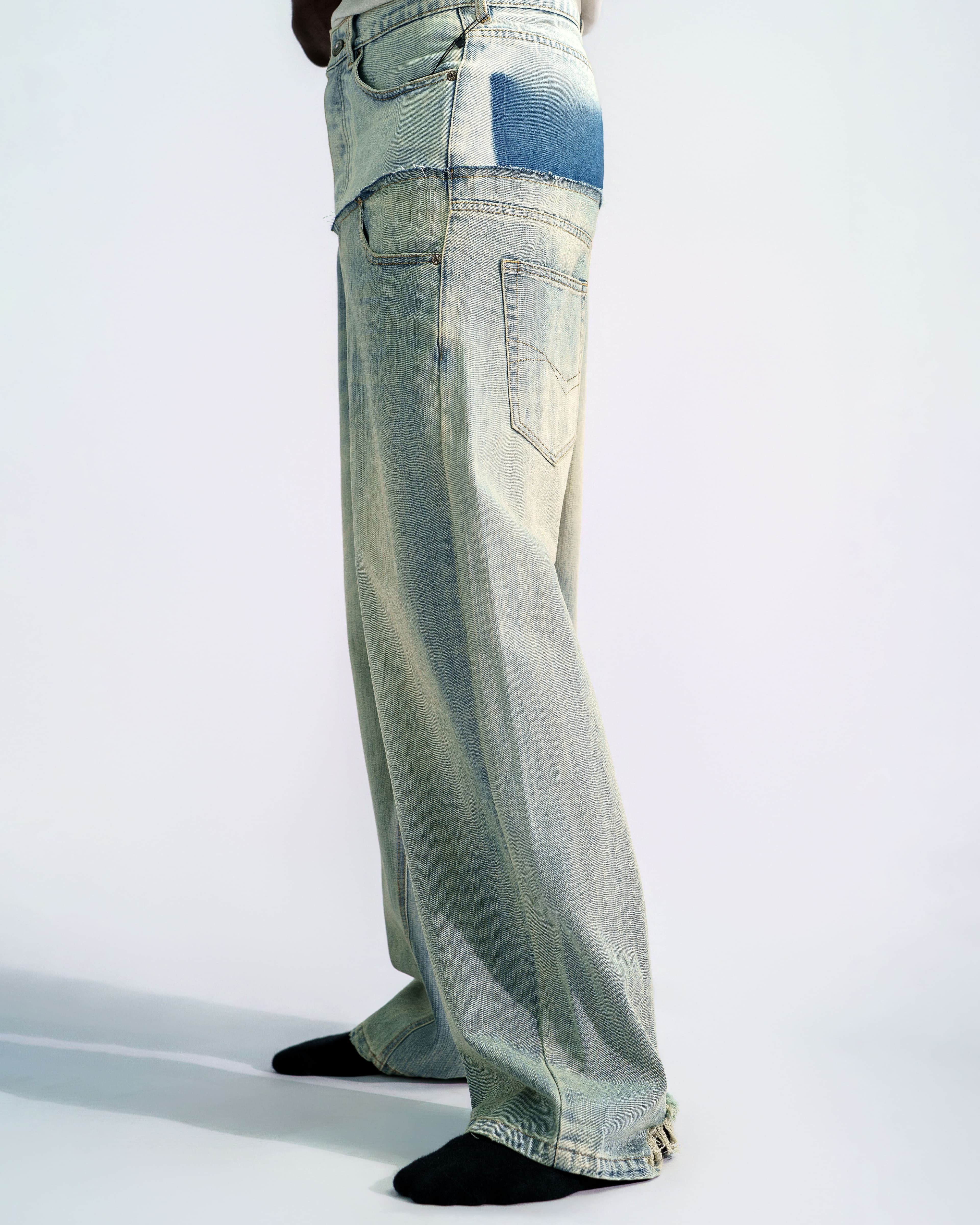 DOUBLE WAISTED JEANS - View 4