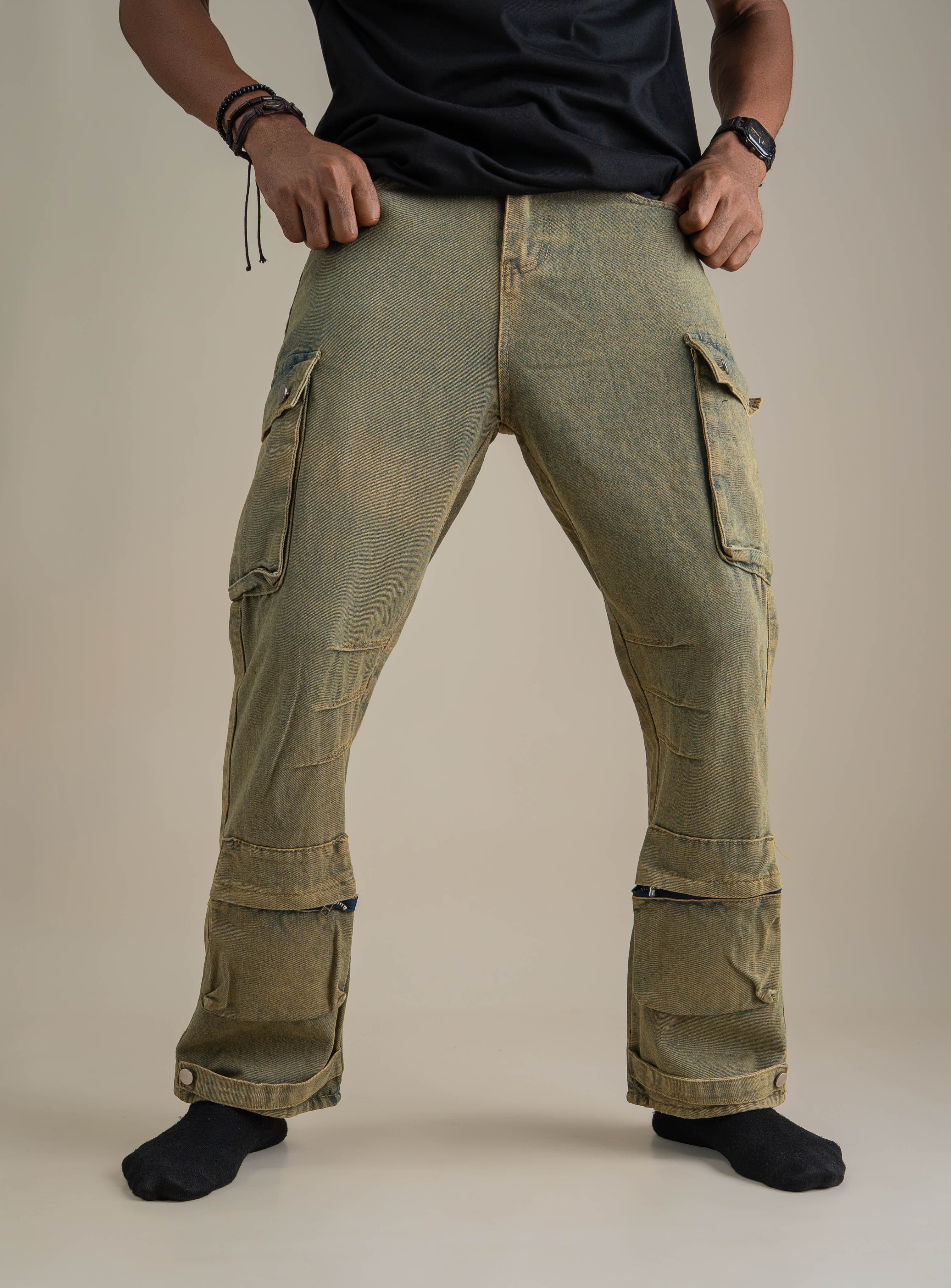 OLIVE DRAB CARGO JEANS