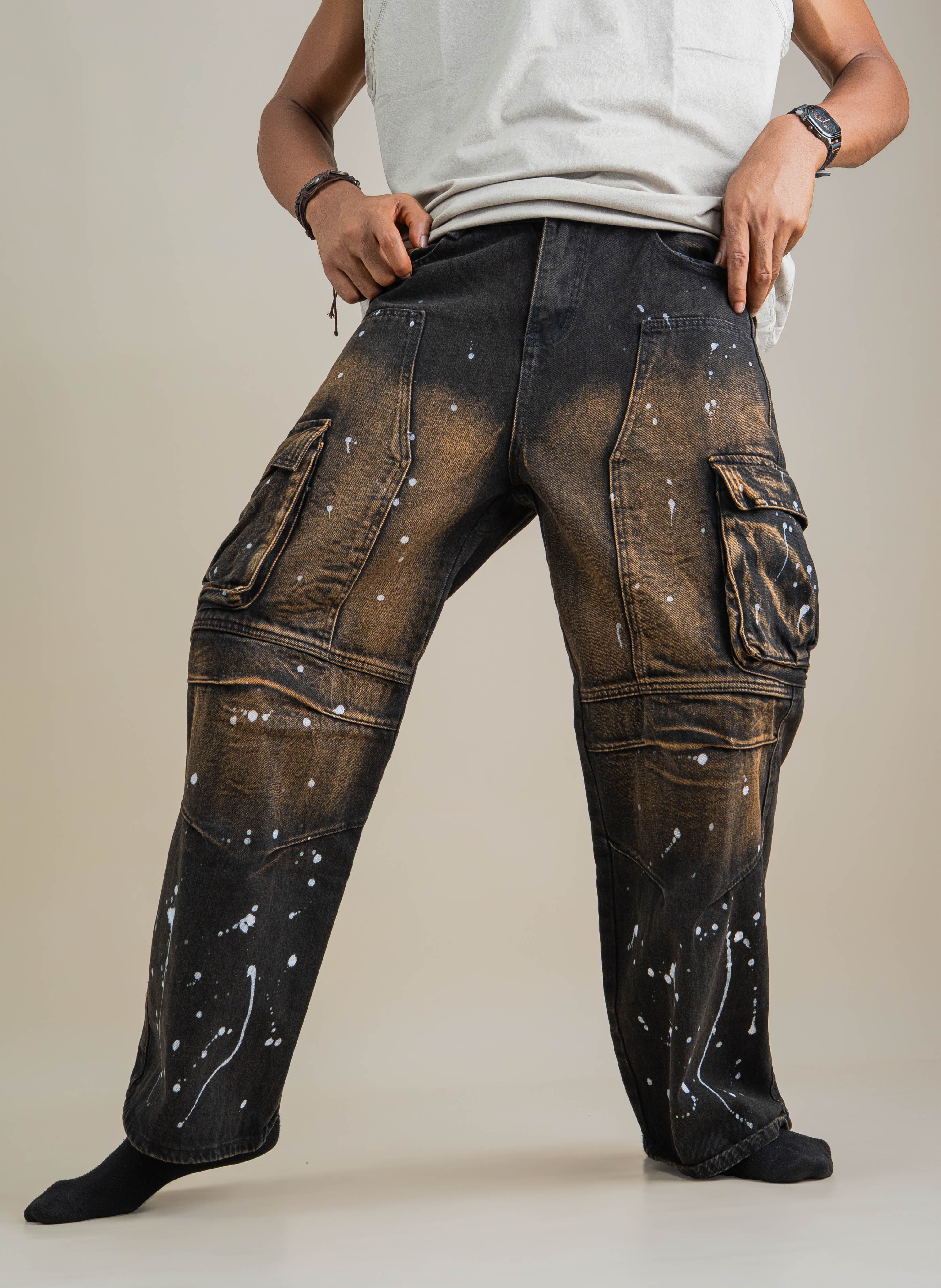 PAINT GRUNGE CARGO JEANS