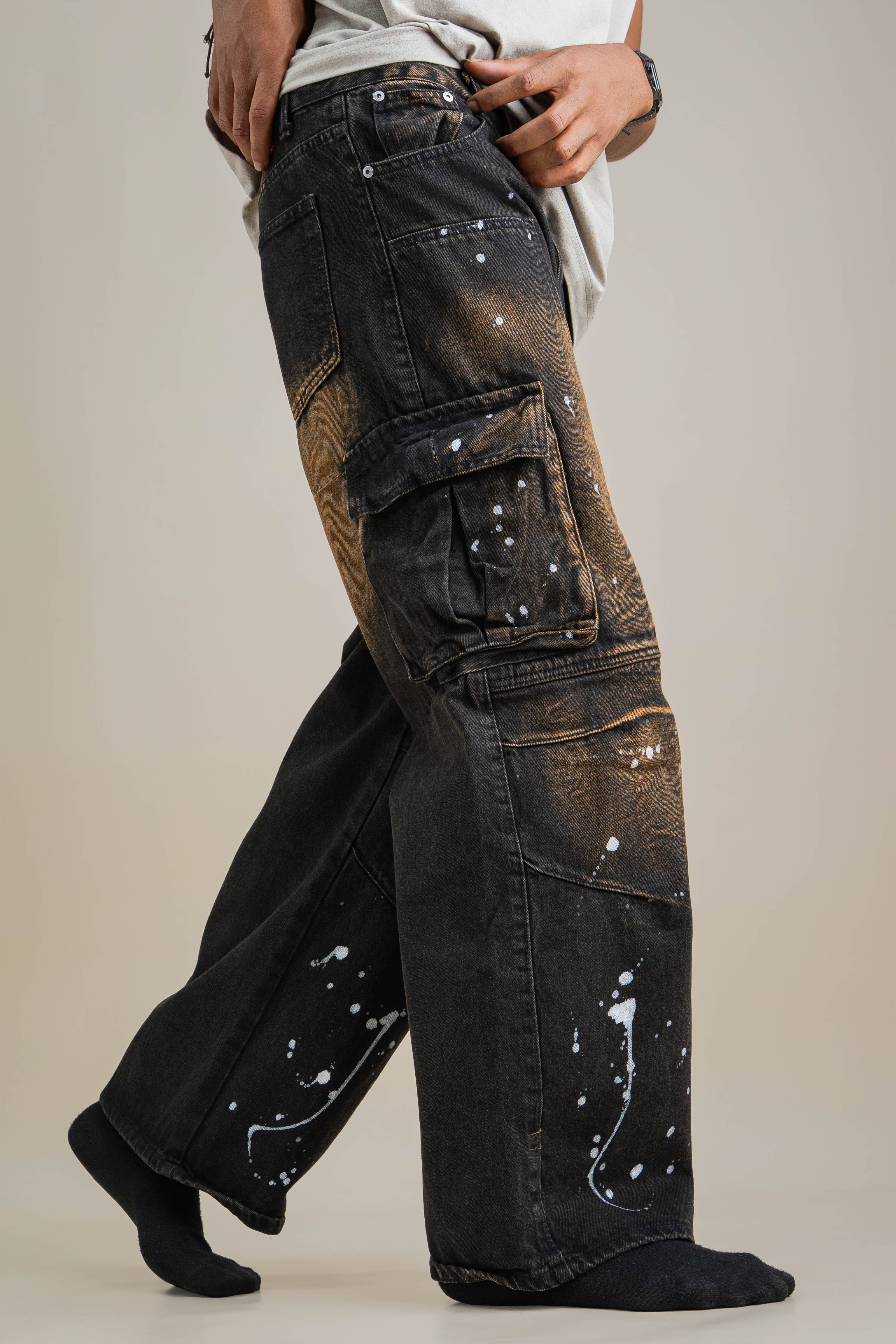PAINT GRUNGE CARGO JEANS - View 2