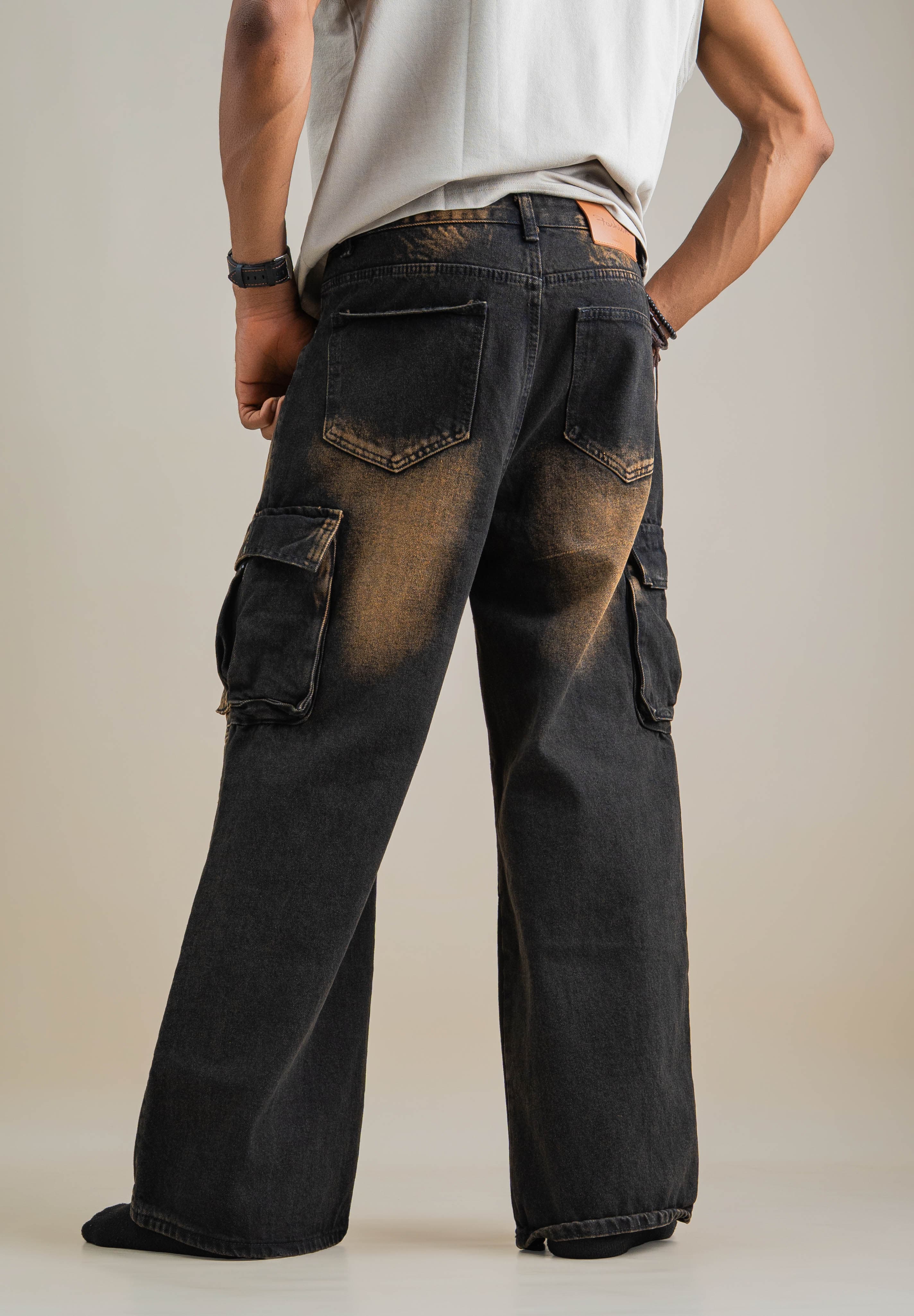 PAINT GRUNGE CARGO JEANS - View 3