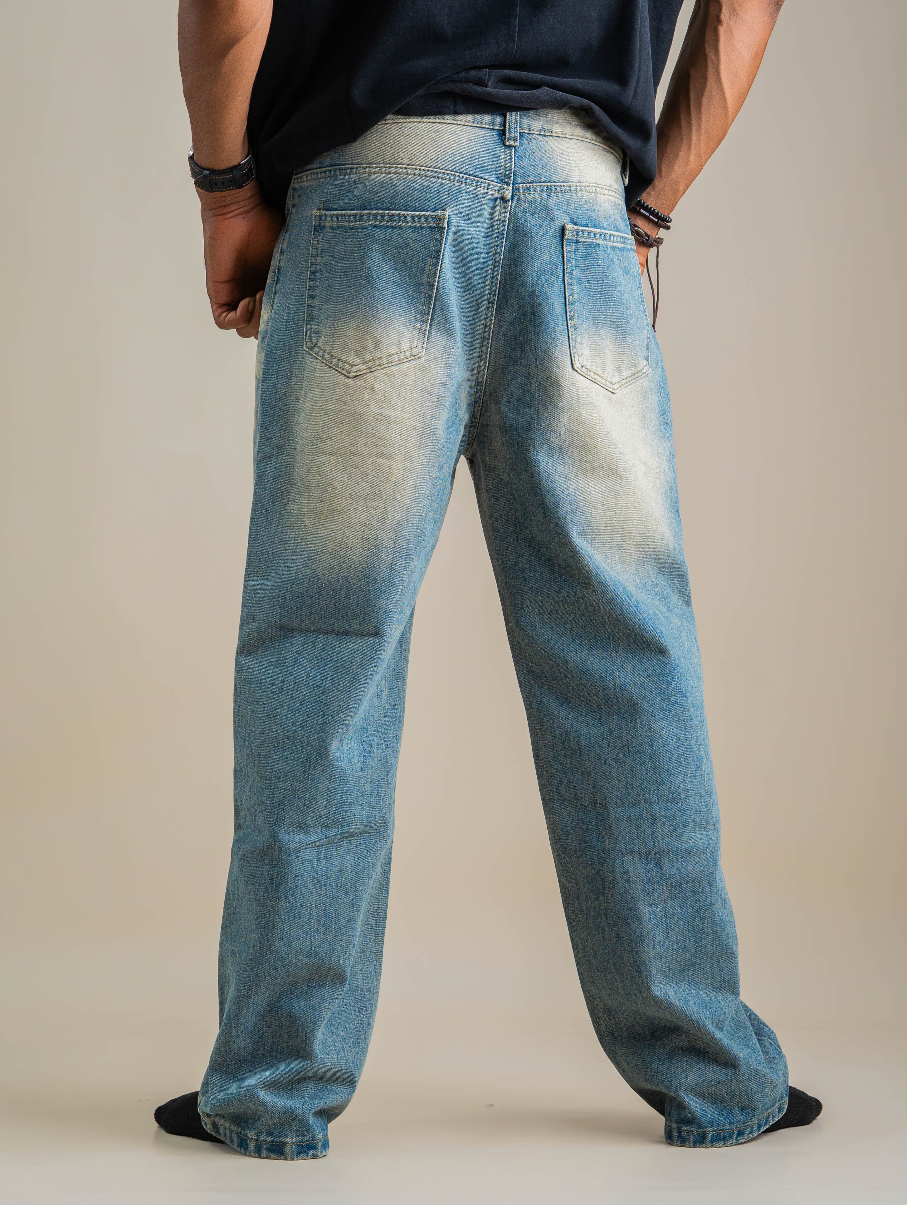 WHISKERED DENIM JEANS - View 2