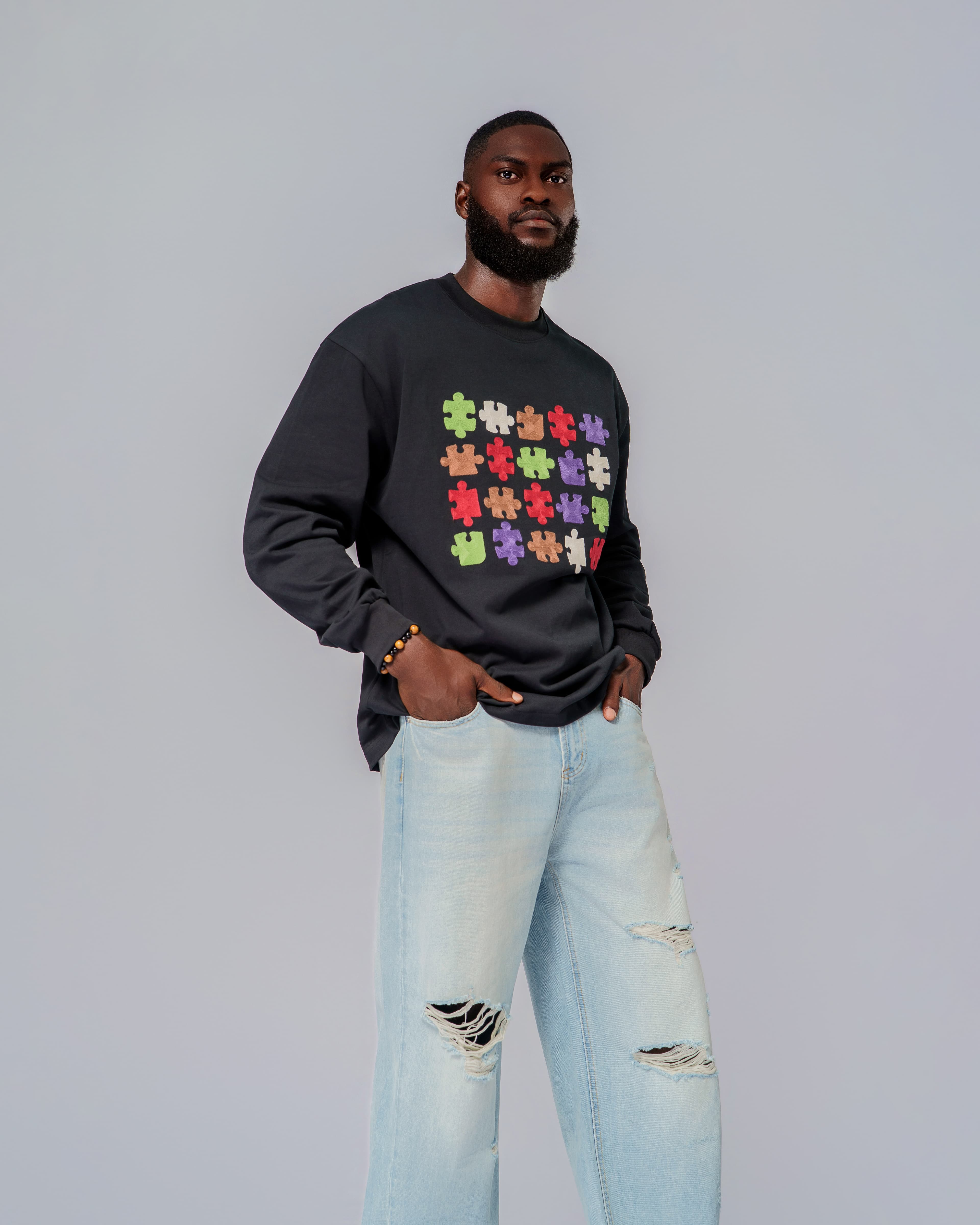 PUZZLE PIECES LS TEE - View 3
