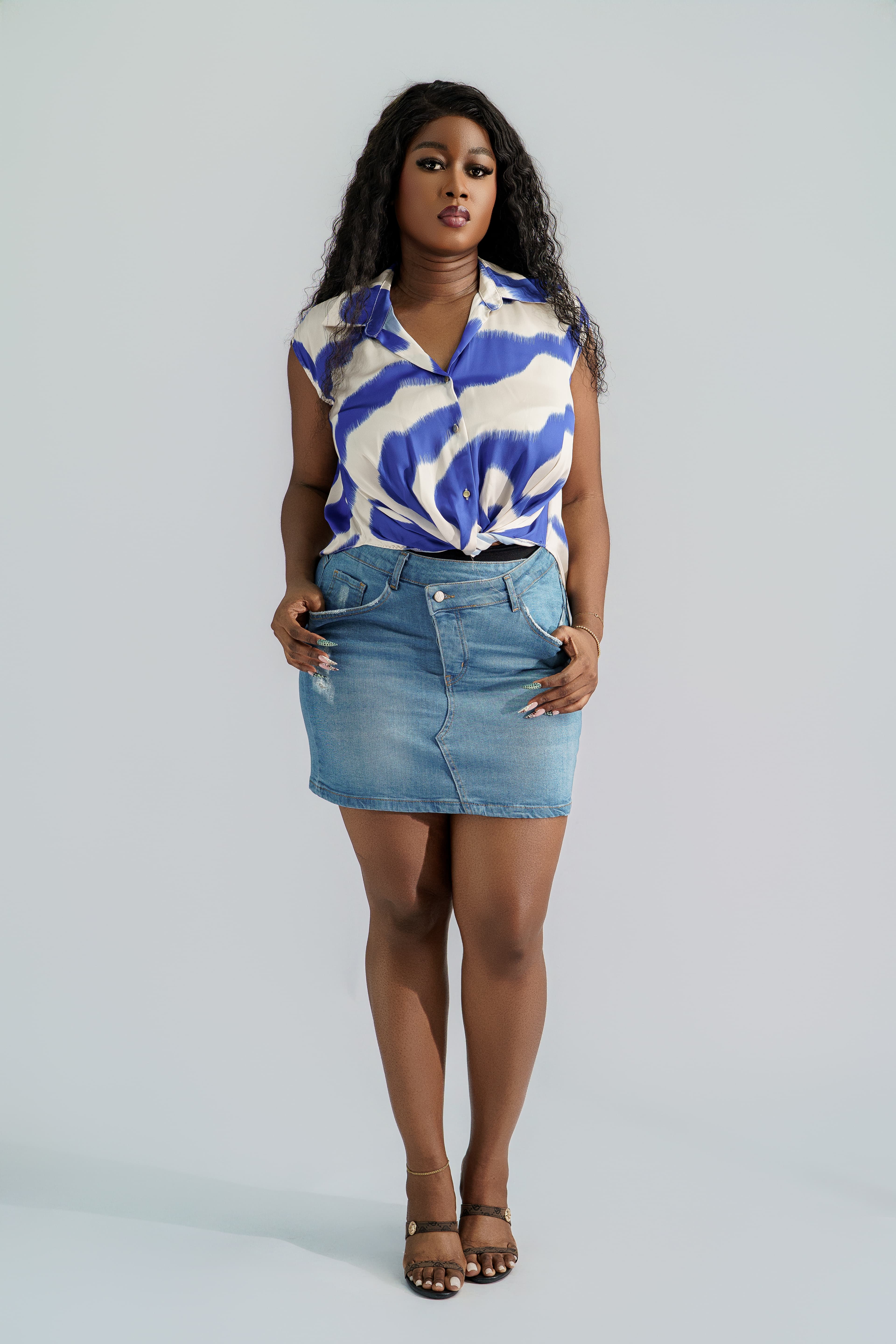 SAPHIRE SHORT DENIM SKIRT - View 3
