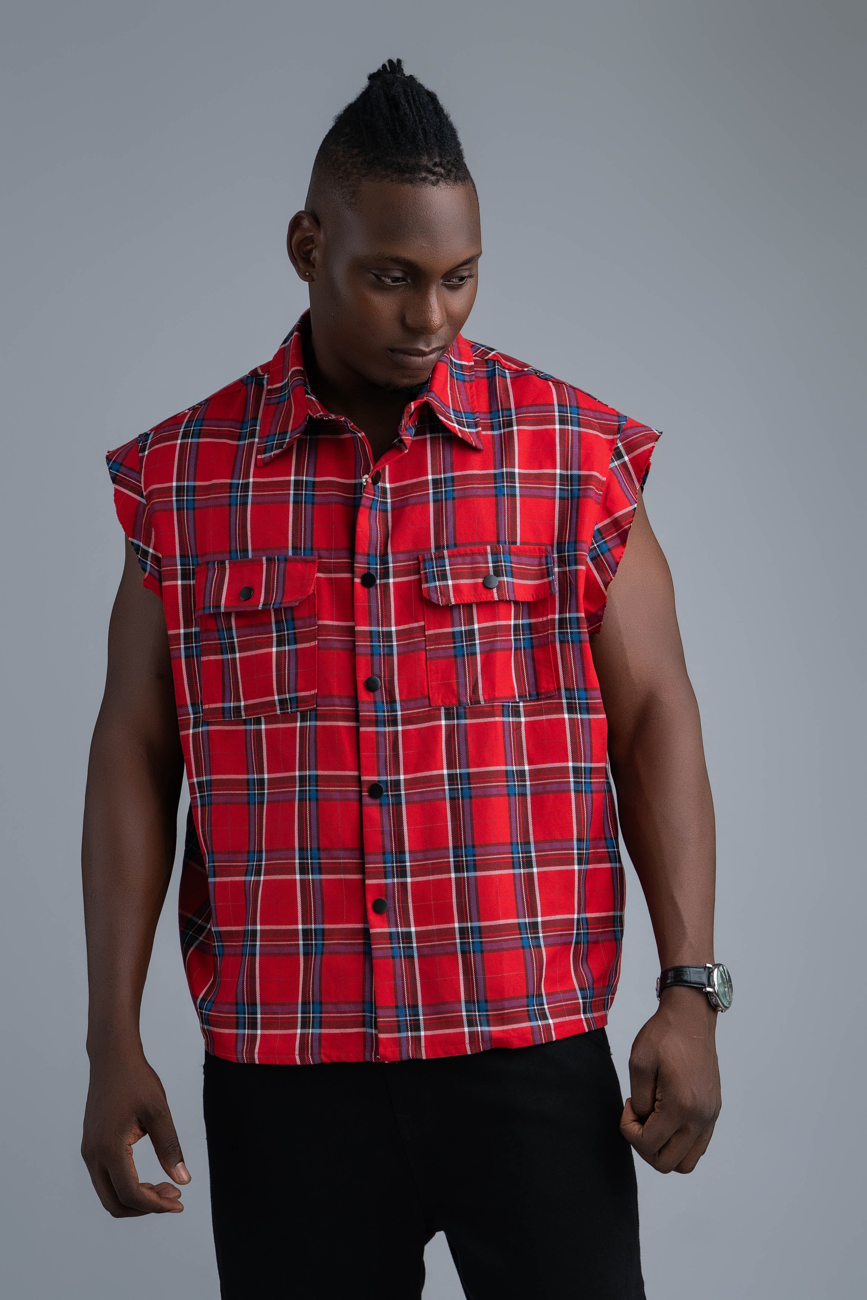 ANARCHY PLAID VEST SHIRT