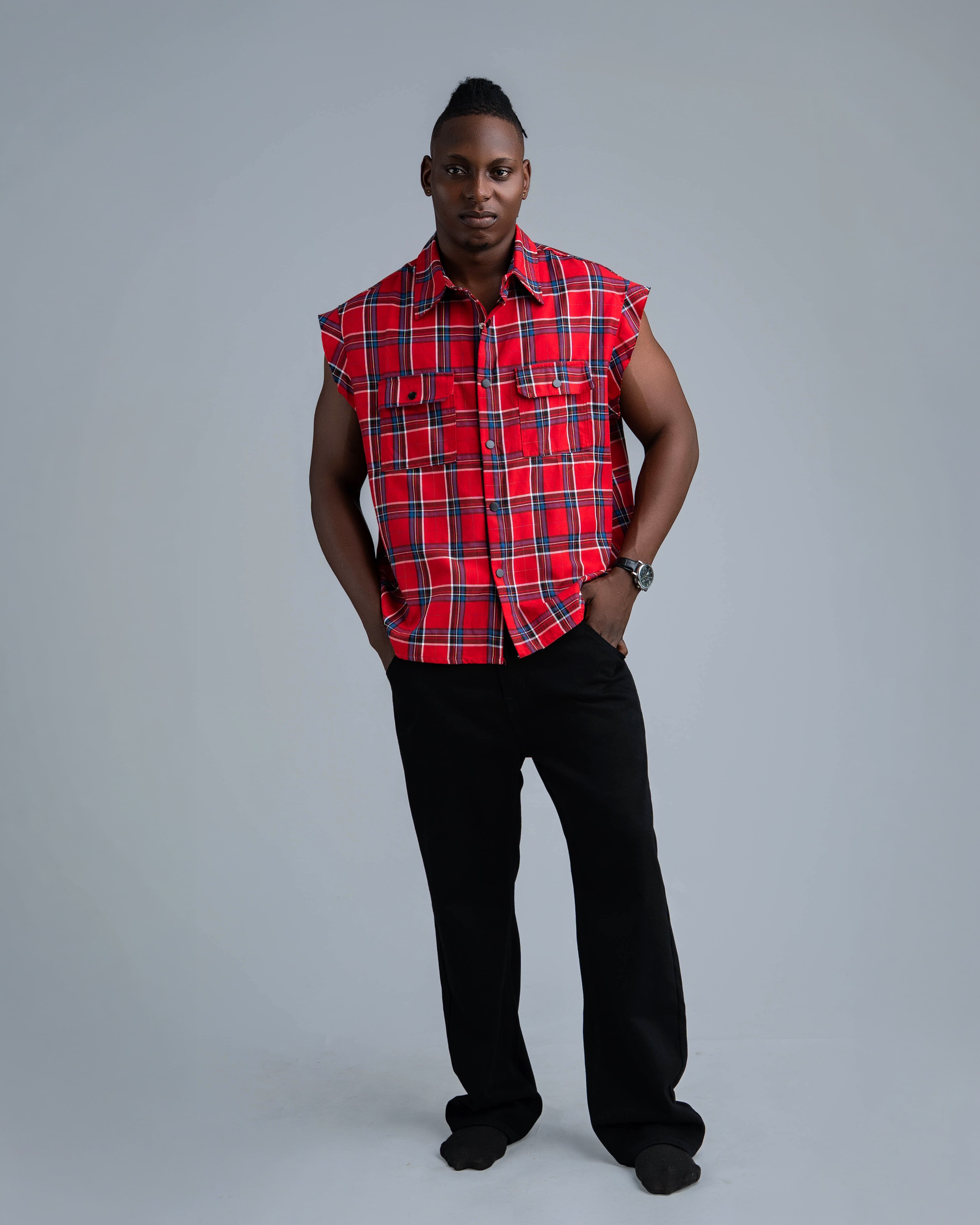 ANARCHY PLAID VEST SHIRT - View 5