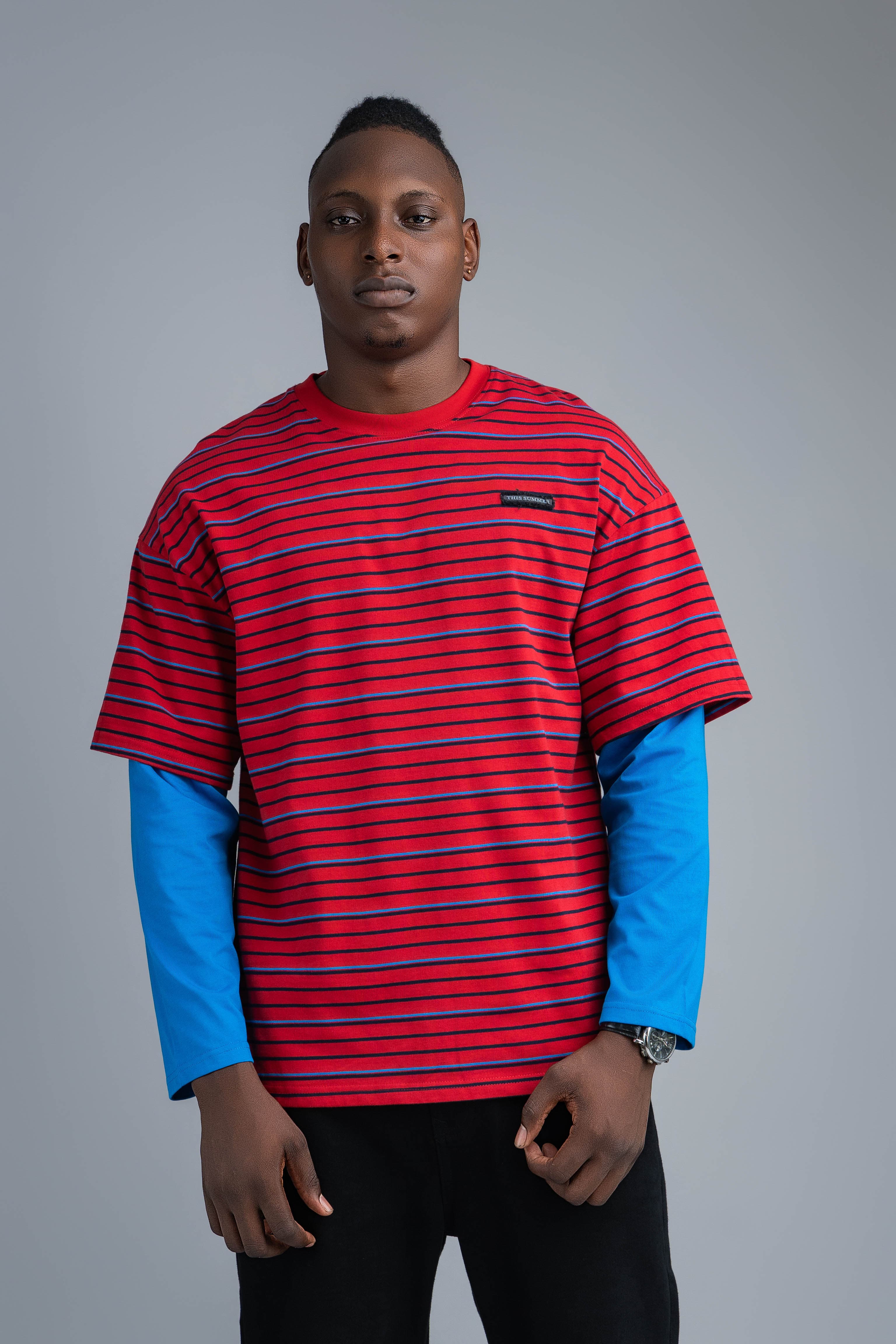 RD STRIPED DOUBLE SLEEVED TOP
