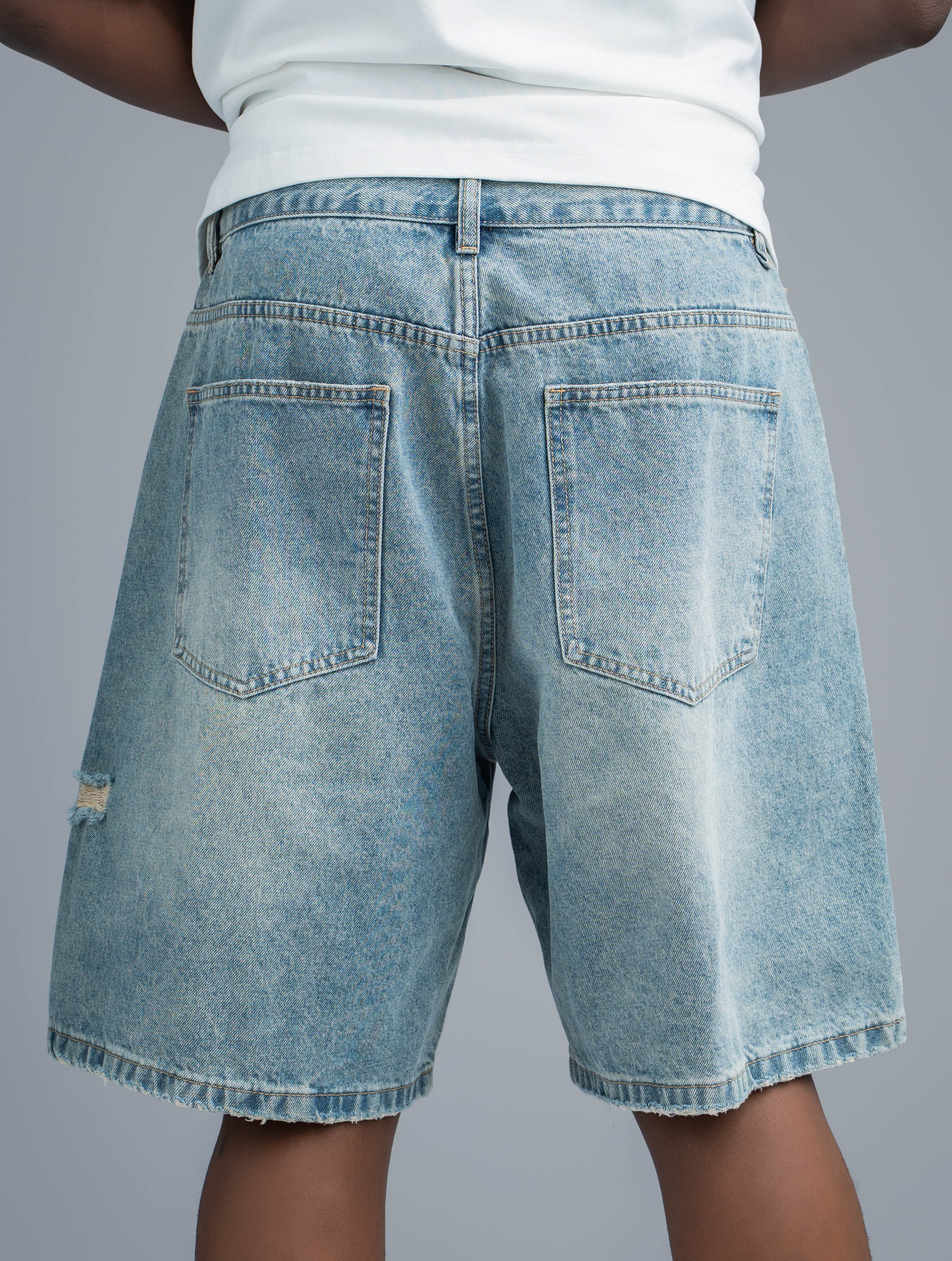 STAPLE DISTRESSED DENIM SHORT - View 4