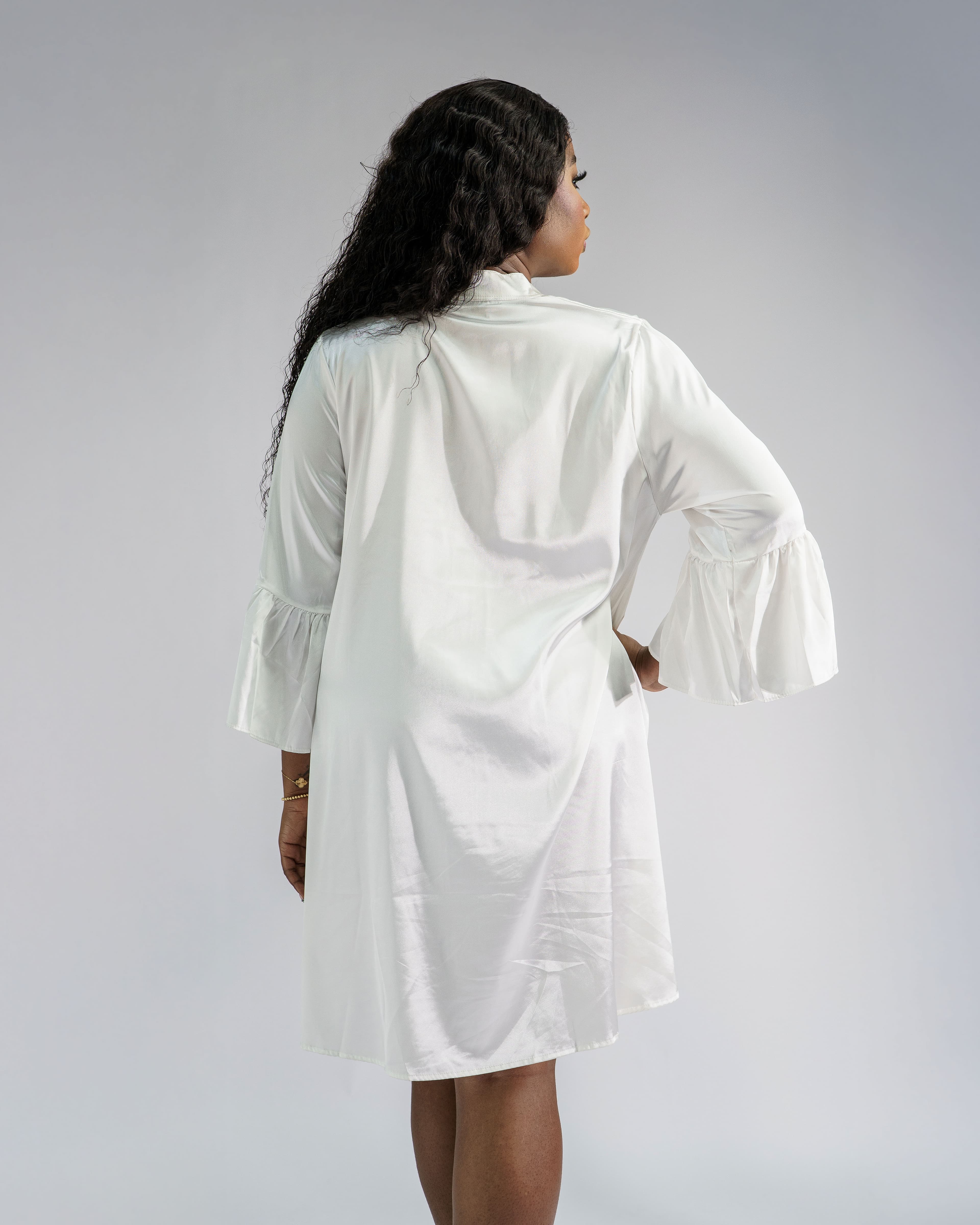 LUMIEERE SATIN SHIRT DRESS - View 3