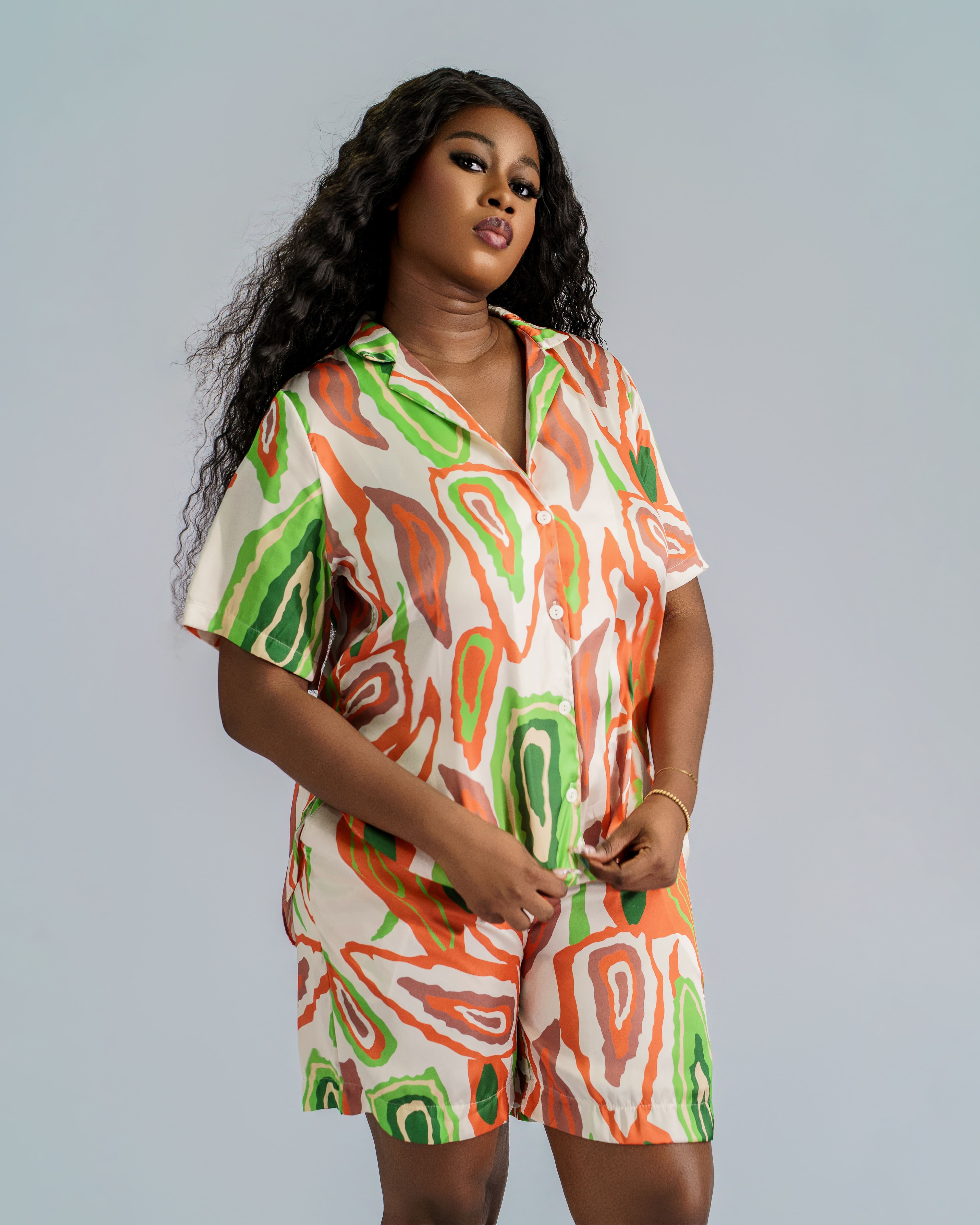 PAPAYA SWIRL SHORT SET - View 2